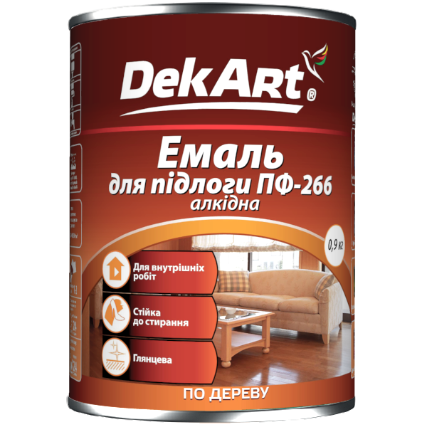 Емаль алкідна ПФ - 266 жовто - DEKART - 0,9 кг